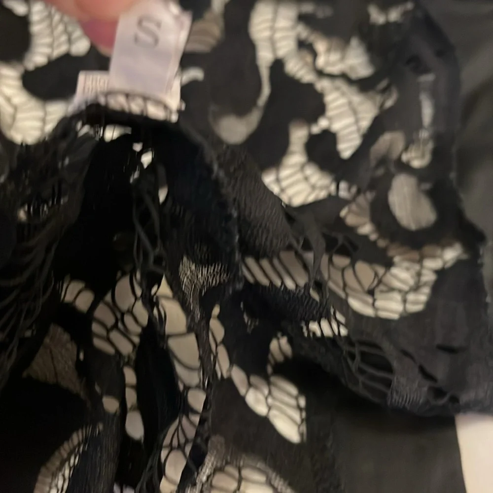 Black Lace  Sheer Whimsigoth Boho Pool Beach Midi Maxi Coverup Cardigan Duster S - Picture 5 of 7